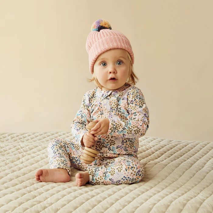 WILSON &amp; FRENCHY Organic Zipsuit with Feet - Tiny Bloom BABY CLOTHING - Zabecca Living