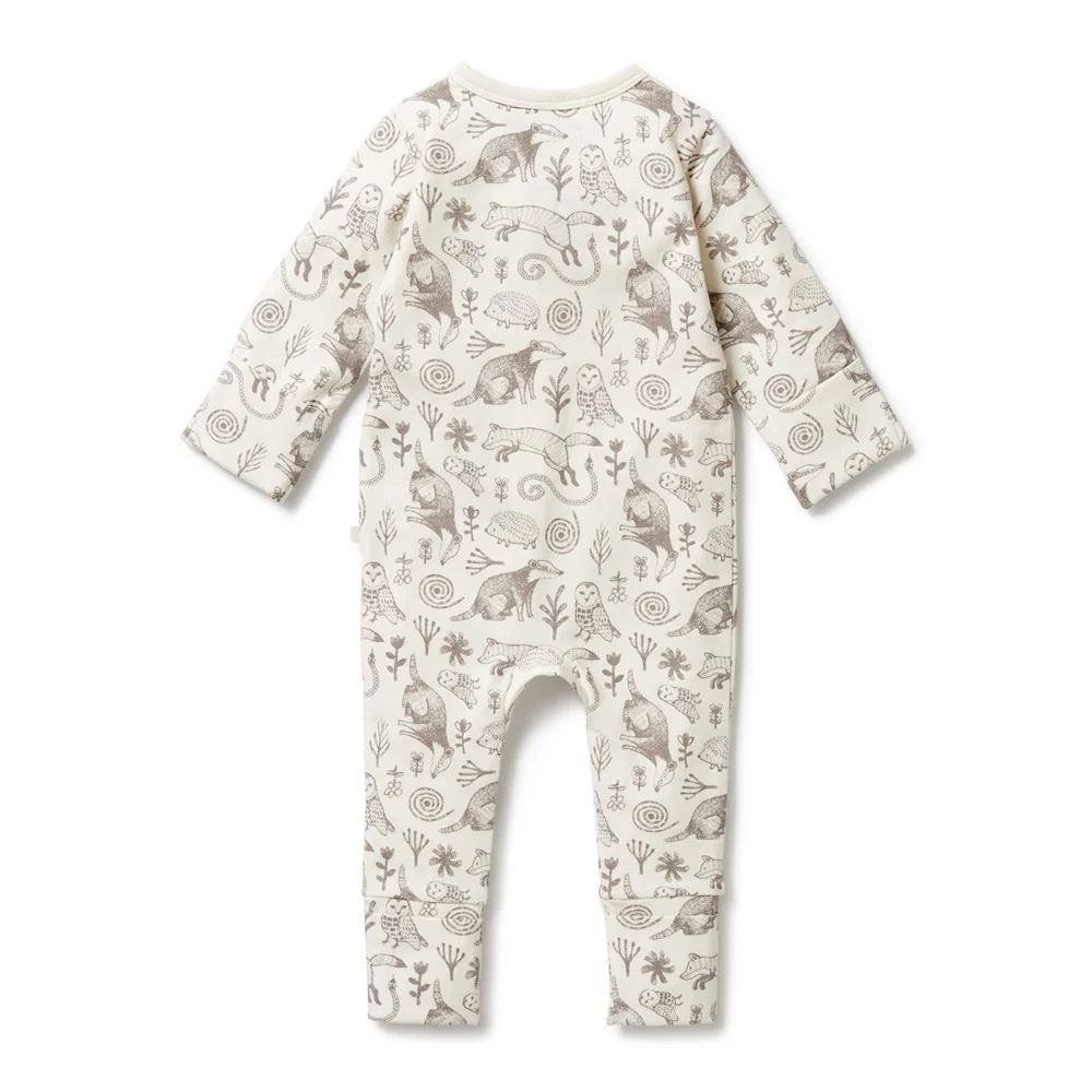 WILSON &amp; FRENCHY Organic Zipsuit with Feet - Tribal Woods BABY CLOTHING - Zabecca Living