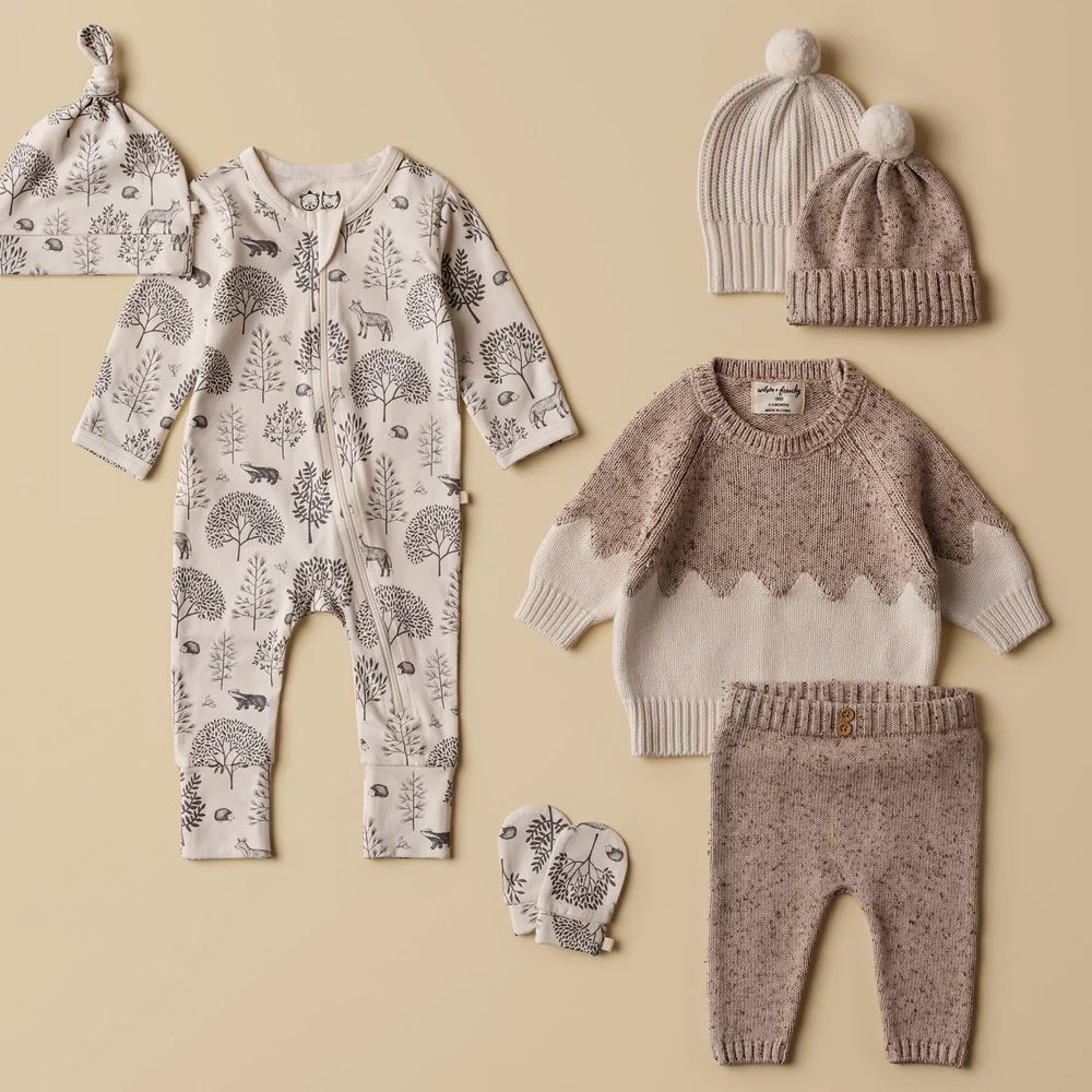 WILSON &amp; FRENCHY Organic Zipsuit with Feet - Woodland BABY CLOTHING - Zabecca Living