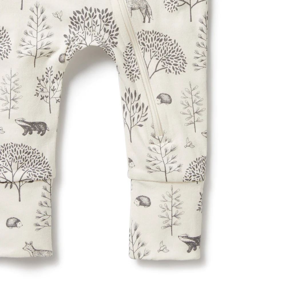 WILSON &amp; FRENCHY Organic Zipsuit with Feet - Woodland BABY CLOTHING - Zabecca Living