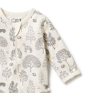 WILSON & FRENCHY Organic Zipsuit with Feet - Woodland BABY CLOTHING - Zabecca Living