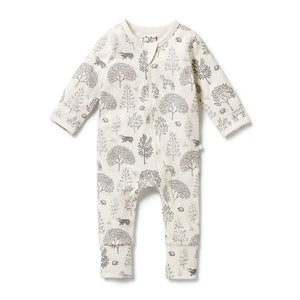 WILSON & FRENCHY Organic Zipsuit with Feet - Woodland BABY CLOTHING - Zabecca Living