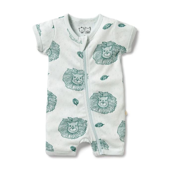 WILSON &amp; FRENCHY Pointelle Boyleg Zipsuit - Little Lion BABY CLOTHING - Zabecca Living