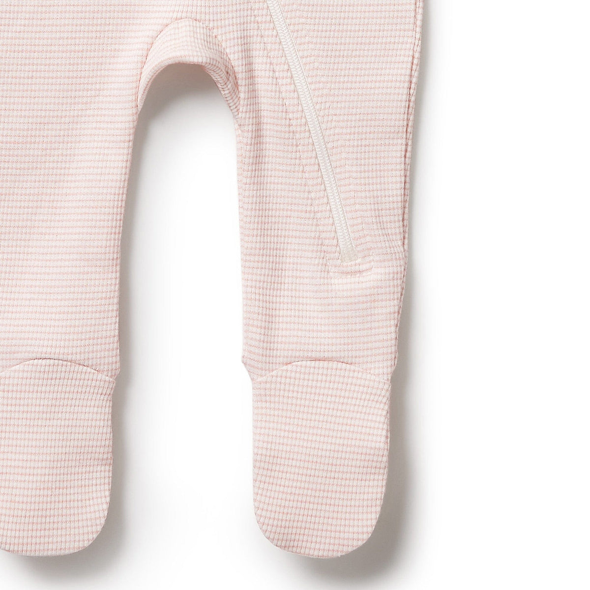 WILSON &amp; FRENCHY Stripe Rib Zipsuit with Feet - Cantaloupe BABY CLOTHING - Zabecca Living