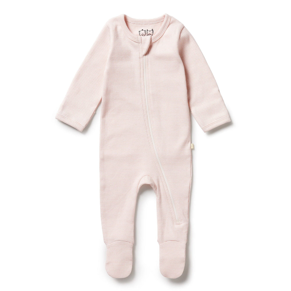 WILSON &amp; FRENCHY Stripe Rib Zipsuit with Feet - Cantaloupe BABY CLOTHING - Zabecca Living