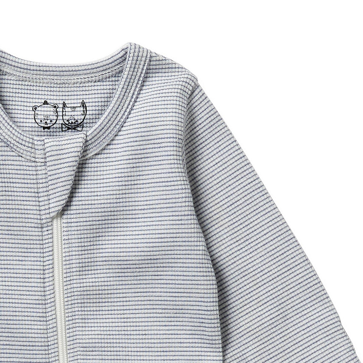 WILSON & FRENCHY Stripe Rib Zipsuit with Feet - Rain Drop BABY CLOTHING - Zabecca Living