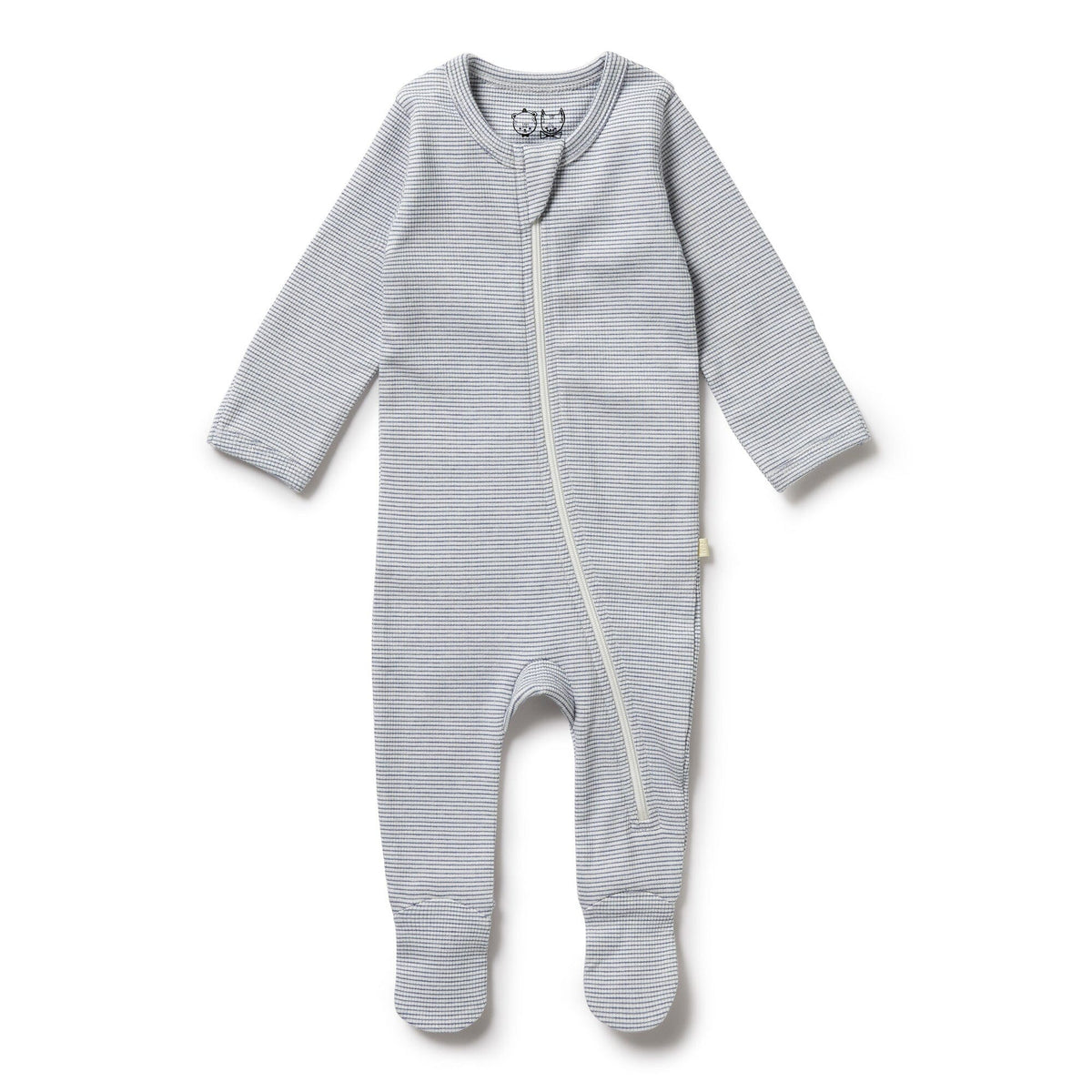 WILSON & FRENCHY Stripe Rib Zipsuit with Feet - Rain Drop BABY CLOTHING - Zabecca Living
