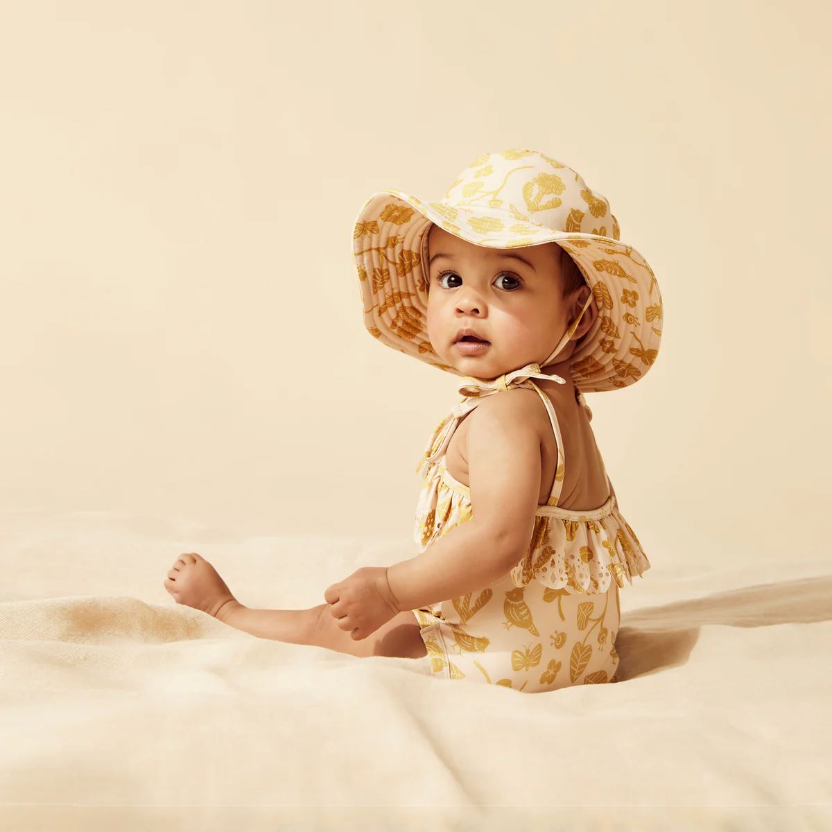 WILSON &amp; FRENCHY Swim Sun Hat - Goldie Floral Baby Hat - Zabecca Living