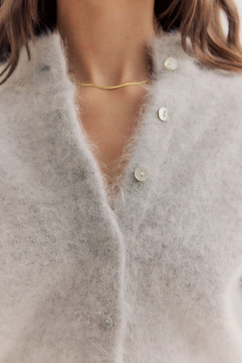 WORLD OF NOMADS Bella Button Up Cardigan - Light Grey Jumpers + Knitwear - Zabecca Living