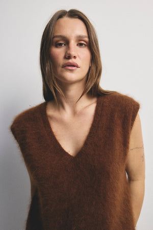 WORLD OF NOMADS Ebony Vest - Chocolate Jumpers + Knitwear - Zabecca Living