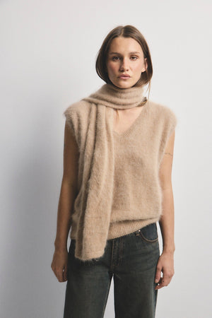 WORLD OF NOMADS Ebony Vest - Latte Jumpers + Knitwear - Zabecca Living