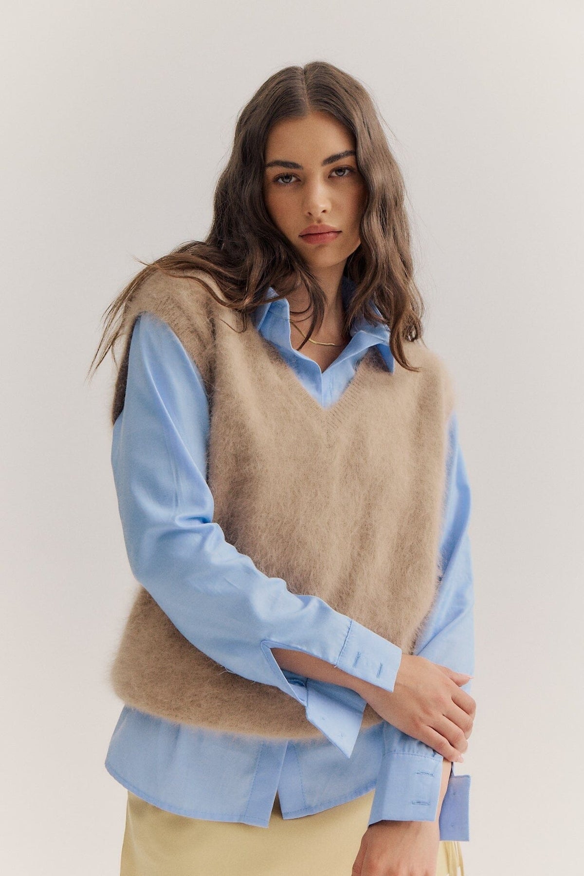 WORLD OF NOMADS Ebony Vest - Latte Jumpers + Knitwear - Zabecca Living