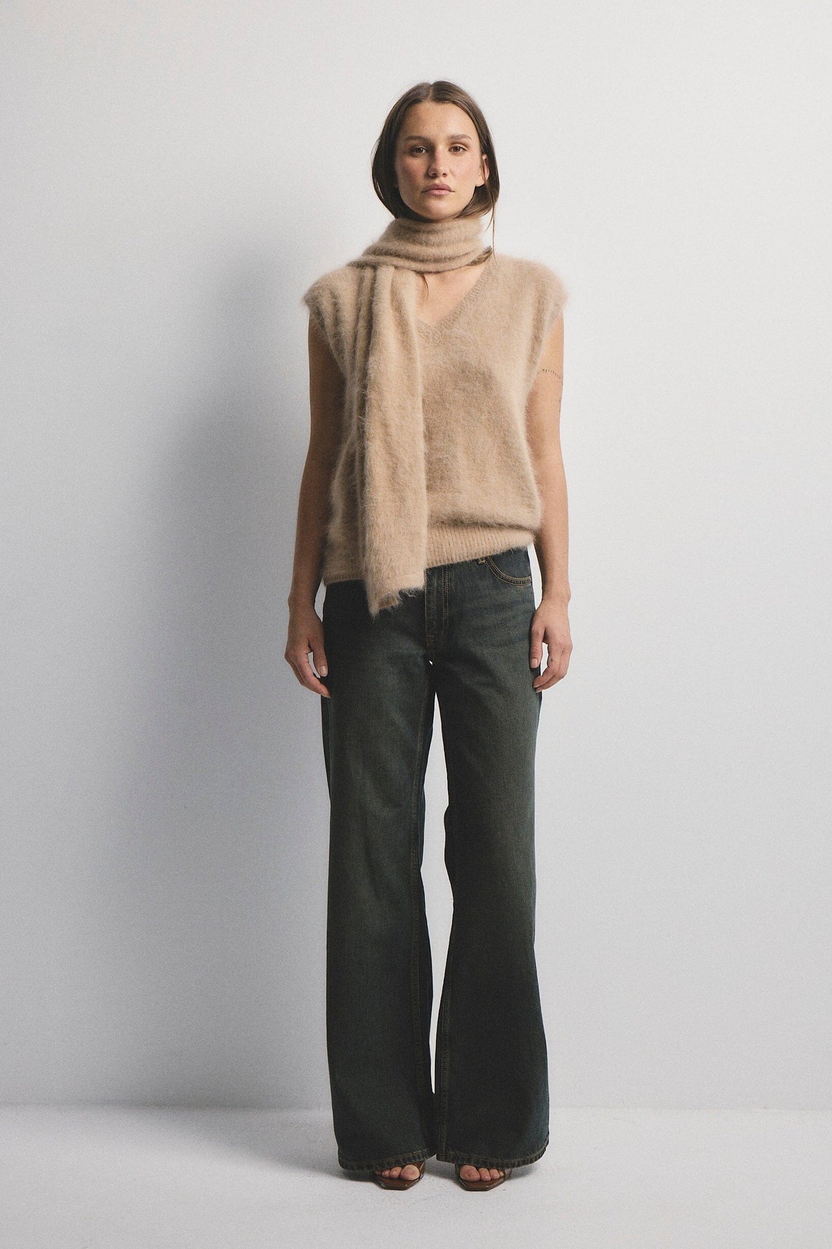 WORLD OF NOMADS Ebony Vest - Latte Jumpers + Knitwear - Zabecca Living