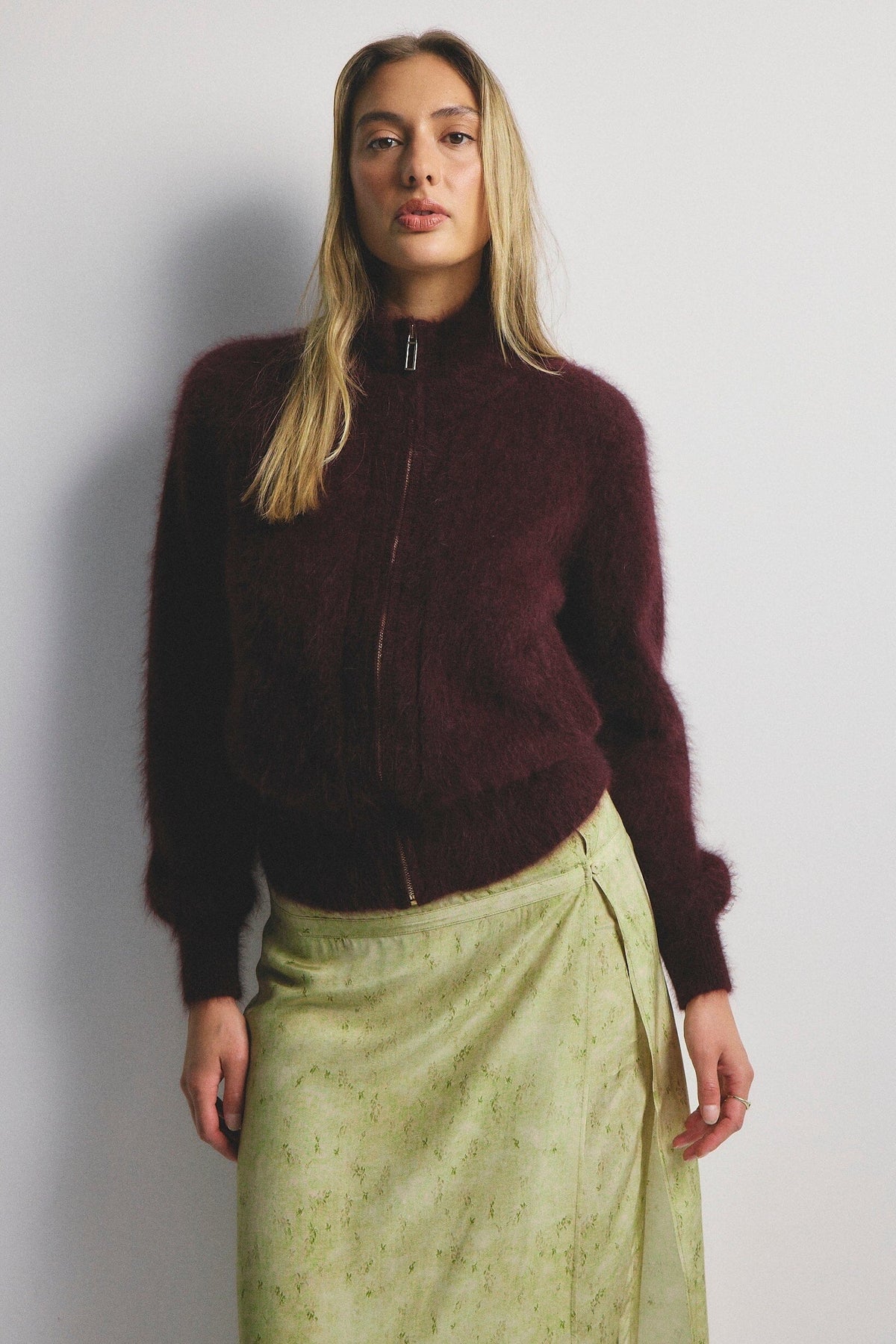WORLD OF NOMADS Felix Zip Cardigan - Aubergine CARDIGAN - Zabecca Living