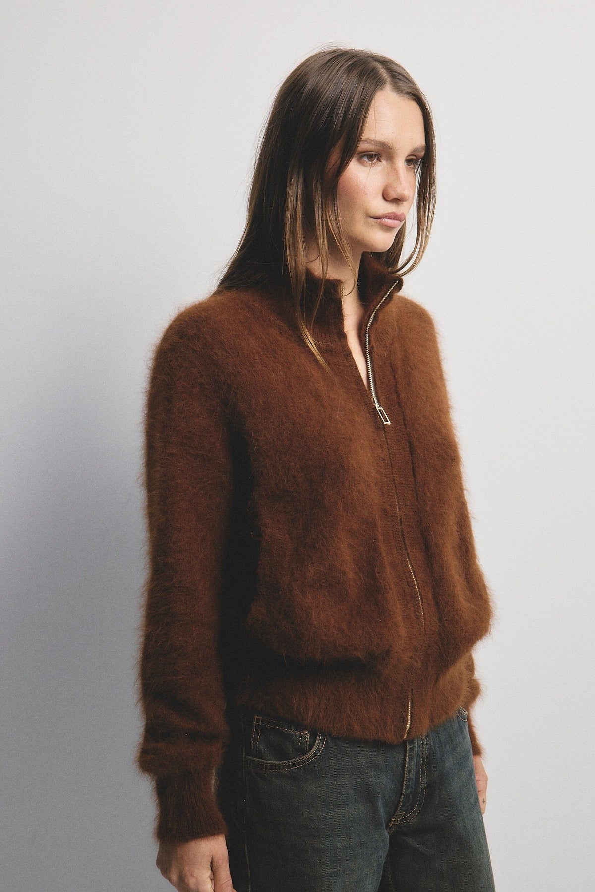 WORLD OF NOMADS Felix Zip Cardigan - Chocolate CARDIGAN - Zabecca Living