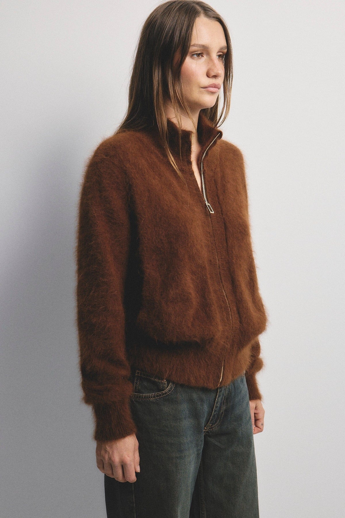 WORLD OF NOMADS Felix Zip Cardigan - Chocolate CARDIGAN - Zabecca Living