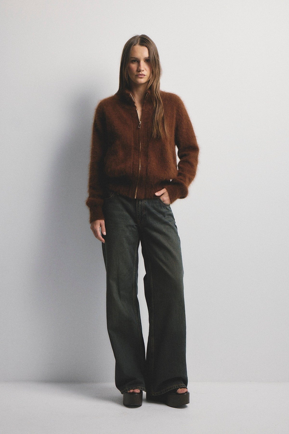 WORLD OF NOMADS Felix Zip Cardigan - Chocolate CARDIGAN - Zabecca Living