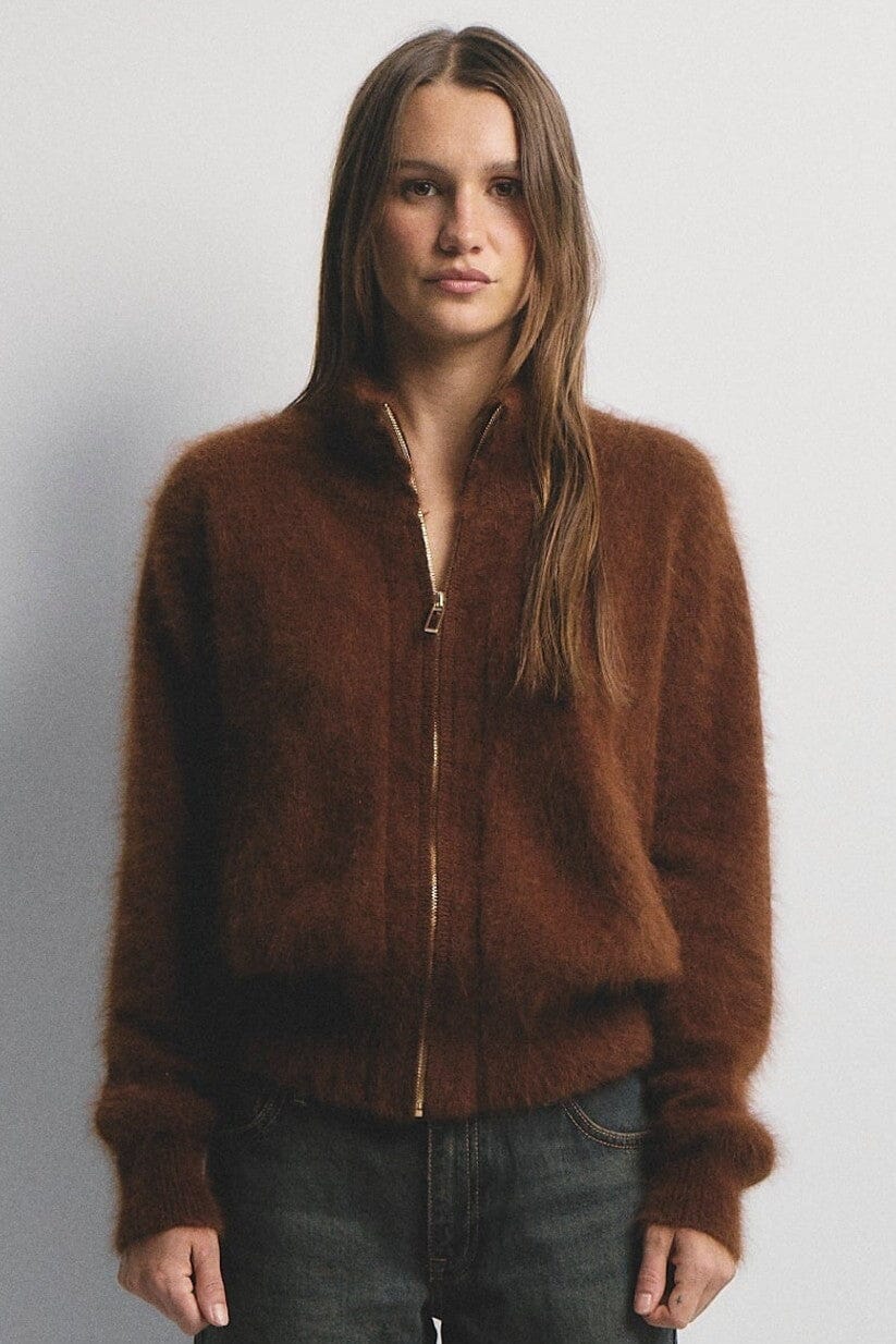 WORLD OF NOMADS Felix Zip Cardigan - Chocolate CARDIGAN - Zabecca Living