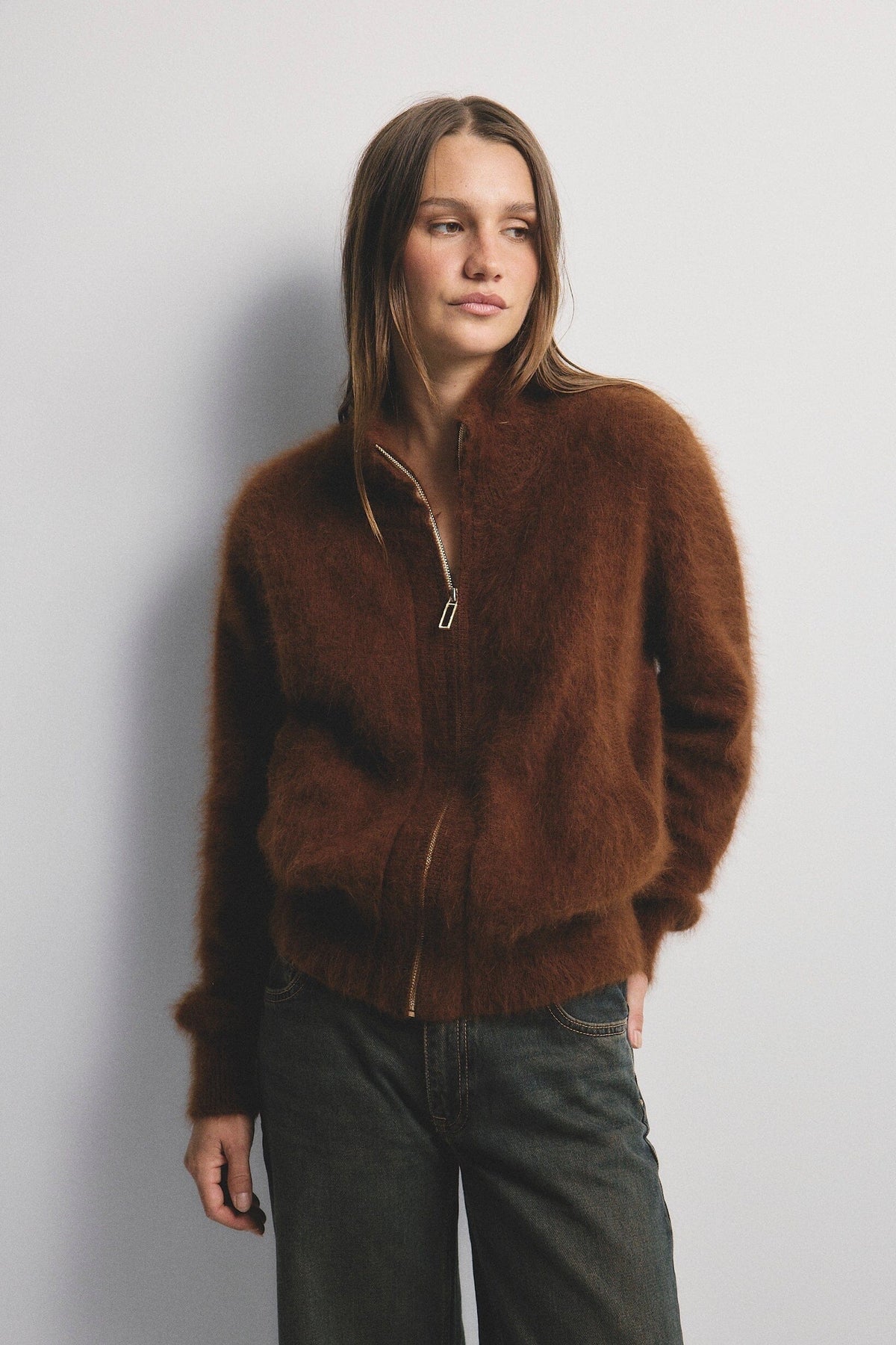 WORLD OF NOMADS Felix Zip Cardigan - Chocolate CARDIGAN - Zabecca Living