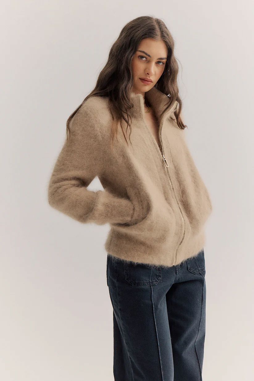WORLD OF NOMADS Felix Zip Cardigan - Latte CARDIGAN - Zabecca Living