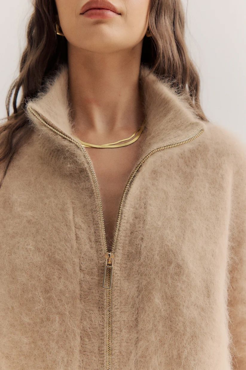 WORLD OF NOMADS Felix Zip Cardigan - Latte CARDIGAN - Zabecca Living