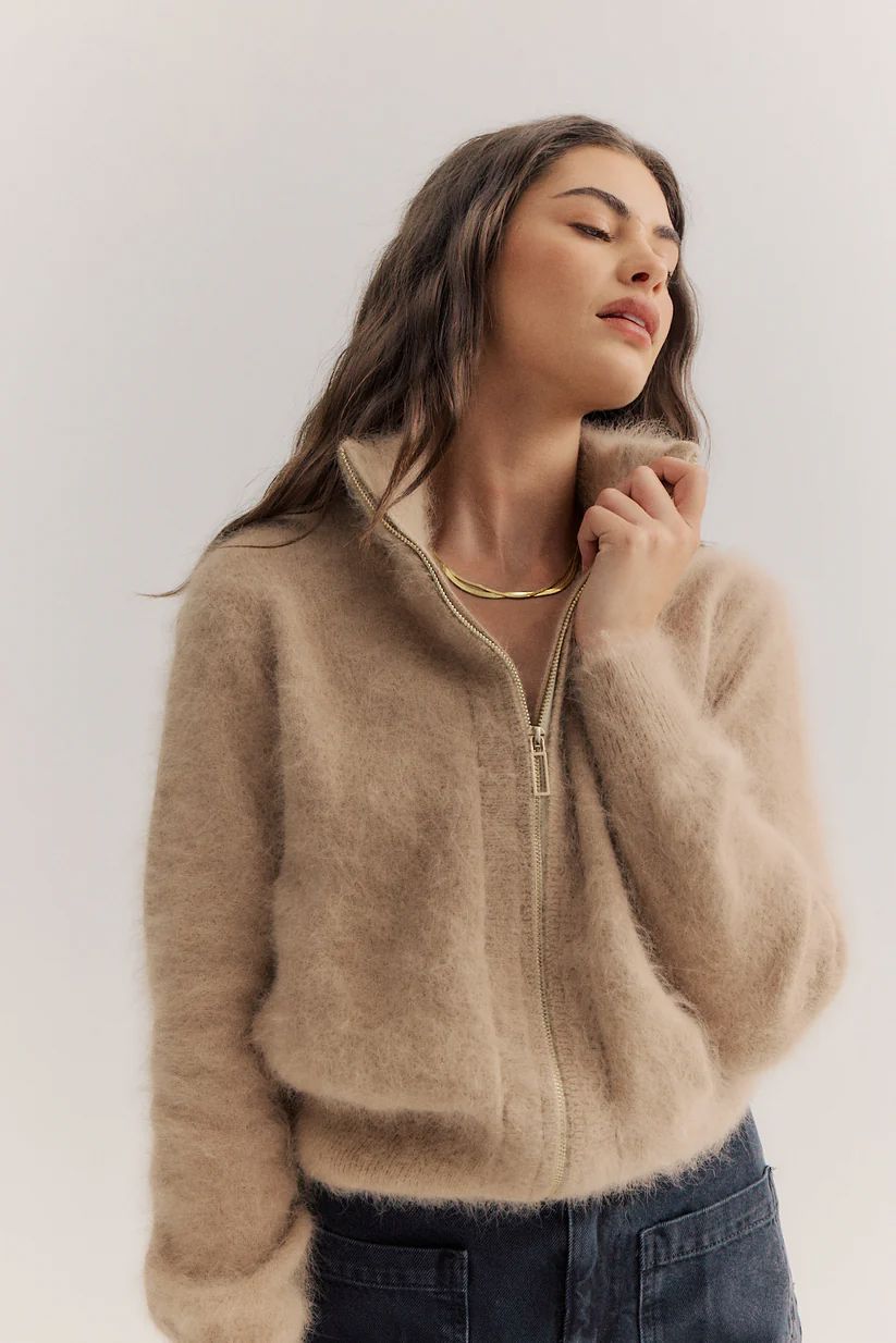 WORLD OF NOMADS Felix Zip Cardigan - Latte CARDIGAN - Zabecca Living