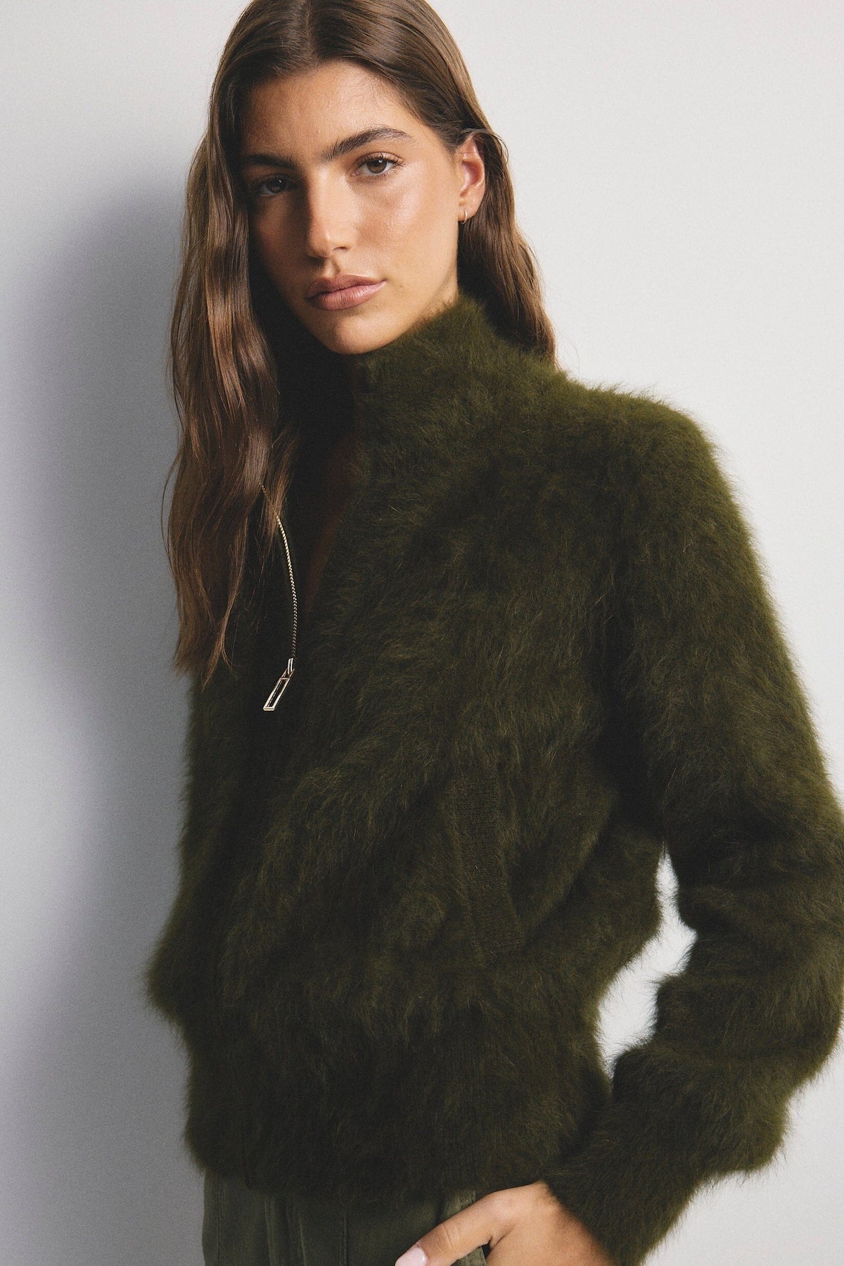 WORLD OF NOMADS Felix Zip Cardigan - Moss CARDIGAN - Zabecca Living