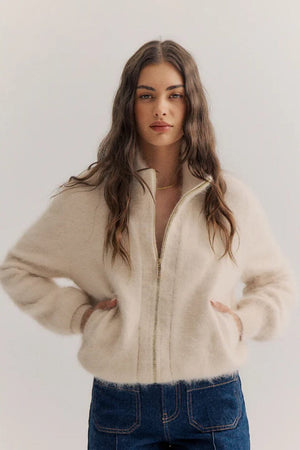 WORLD OF NOMADS Felix Zip Cardigan - Oatmeal CARDIGAN - Zabecca Living