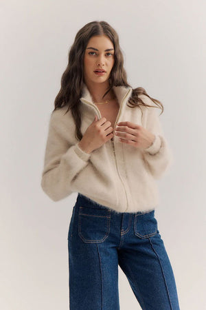 WORLD OF NOMADS Felix Zip Cardigan - Oatmeal CARDIGAN - Zabecca Living