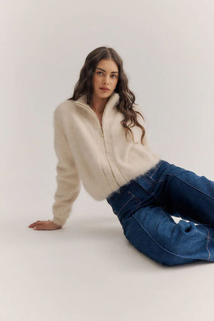 WORLD OF NOMADS Felix Zip Cardigan - Oatmeal CARDIGAN - Zabecca Living