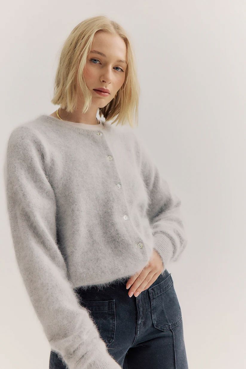 WORLD OF NOMADS Frankie Crew Cardigan - Light Grey Jumpers + Knitwear - Zabecca Living