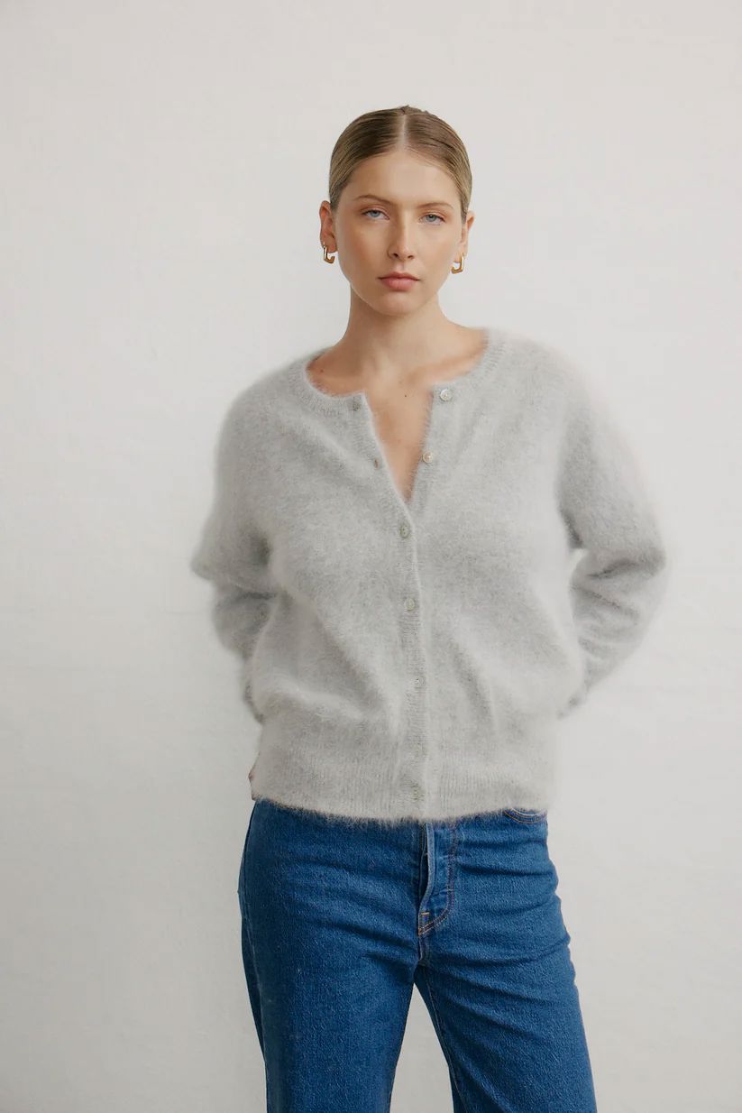 WORLD OF NOMADS Frankie Crew Cardigan - Light Grey Jumpers + Knitwear - Zabecca Living