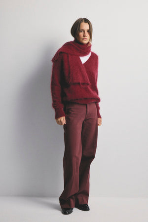 WORLD OF NOMADS Olivia V-Neck Knit - Cerise Jumpers + Knitwear - Zabecca Living