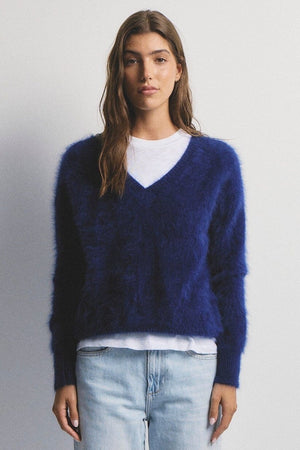 WORLD OF NOMADS Olivia V-Neck Knit - Navy Jumpers + Knitwear - Zabecca Living
