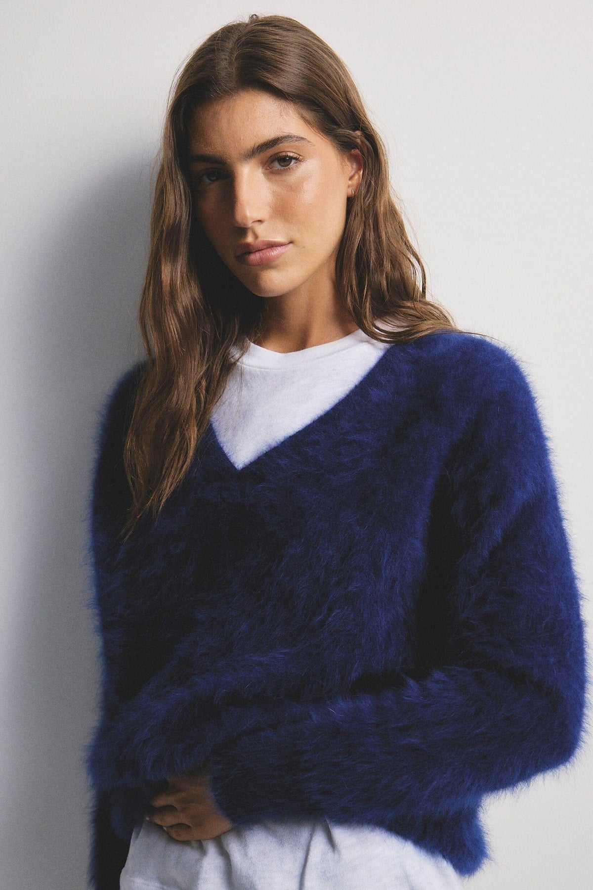 WORLD OF NOMADS Olivia V-Neck Knit - Navy Jumpers + Knitwear - Zabecca Living