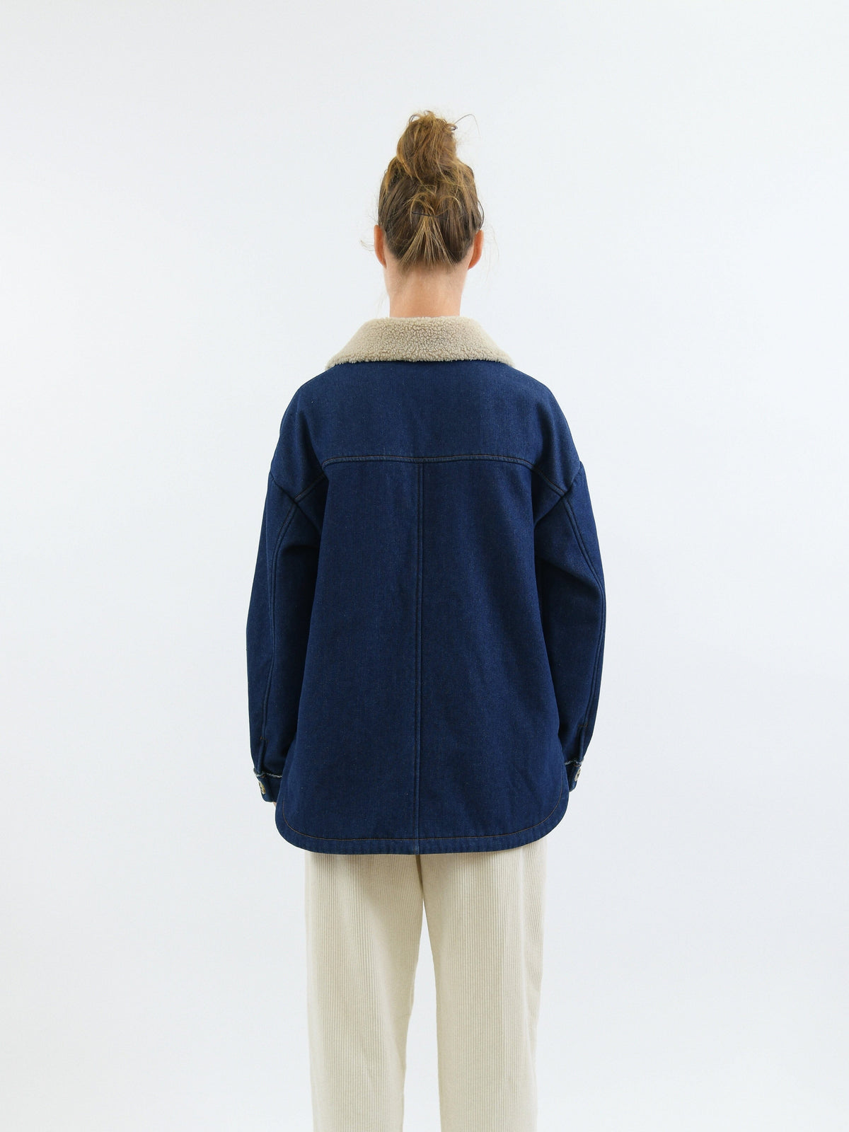 WORTHIER THE LABEL Denim Fleece Lined Jacket - Dark Denim JACKET - Zabecca Living