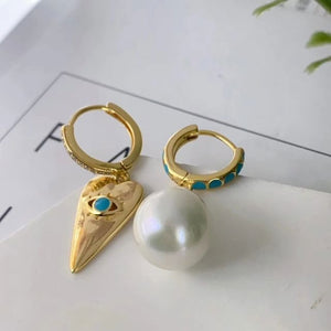 YiSu DESIGN Blue Eye Hoop Earrings Earrings - Zabecca Living