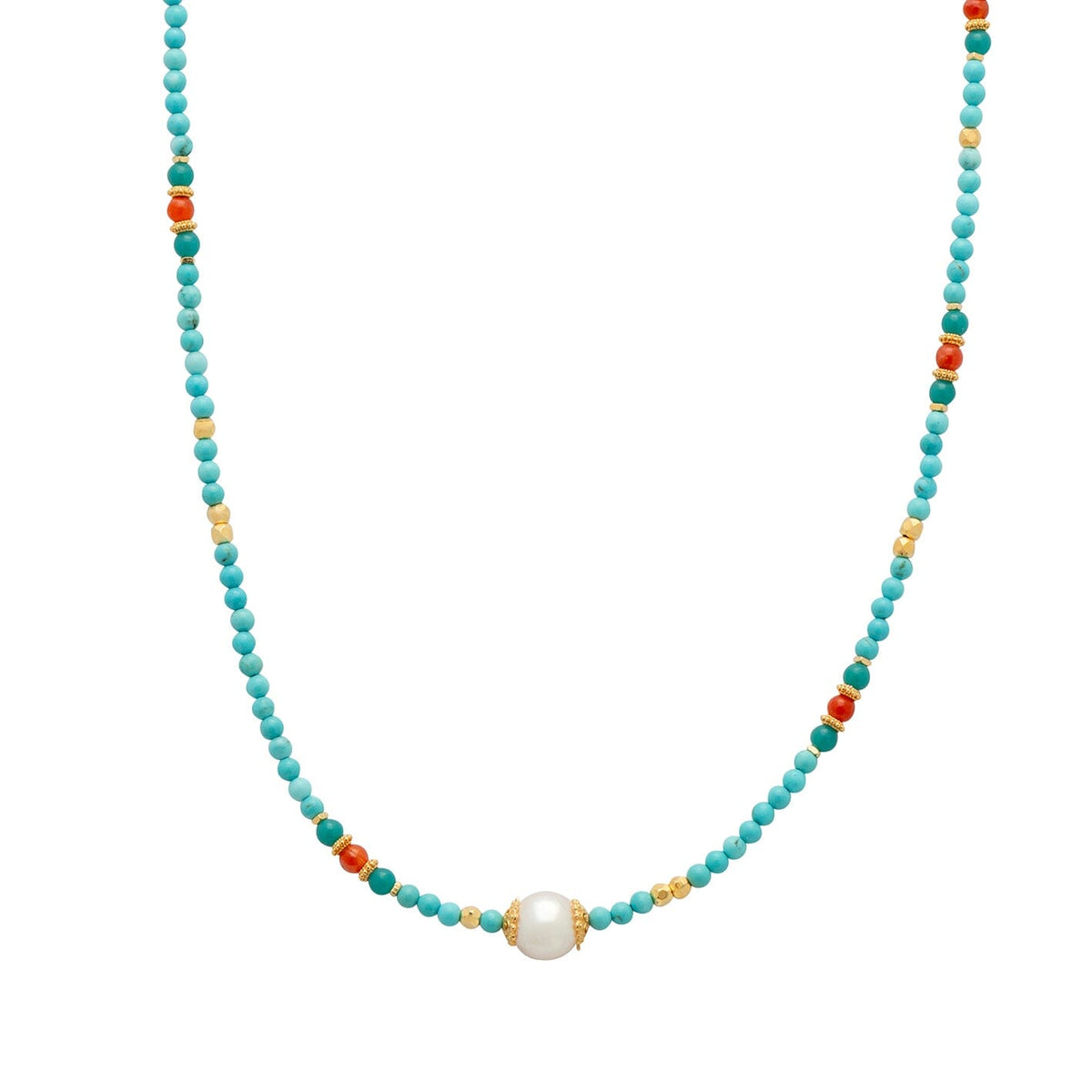 YiSu DESIGN Turquoise & Pearl Necklace Necklace - Zabecca Living
