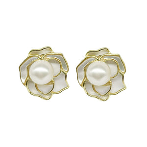 YiSu DESIGN White Rose Stud Earrings Earrings - Zabecca Living