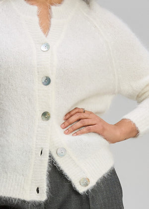 ZAKET & PLOVER Alpaca Cardi - White CARDIGAN - Zabecca Living