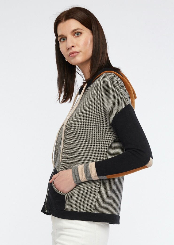 ZAKET & PLOVER Birdseye Hoodie - Black Combo Jumpers + Knitwear - Zabecca Living