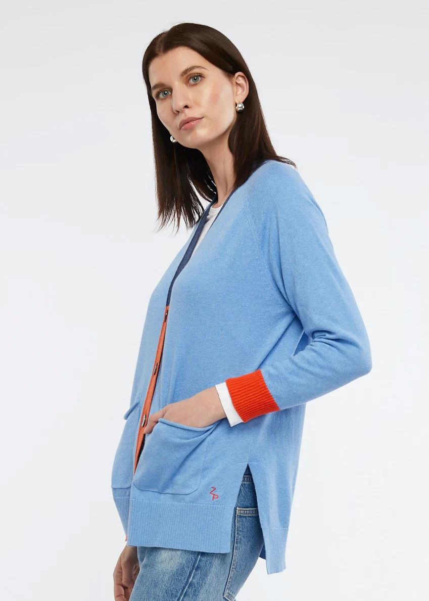 ZAKET & PLOVER College Cardi - Chambray Combo CARDIGAN - Zabecca Living