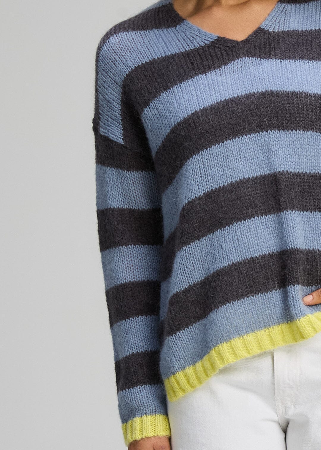 ZAKET &amp; PLOVER Cozy Kid Stripe V - Mist Jumpers + Knitwear - Zabecca Living