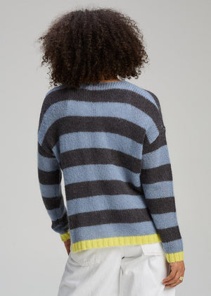 ZAKET & PLOVER Cozy Kid Stripe V - Mist Jumpers + Knitwear - Zabecca Living
