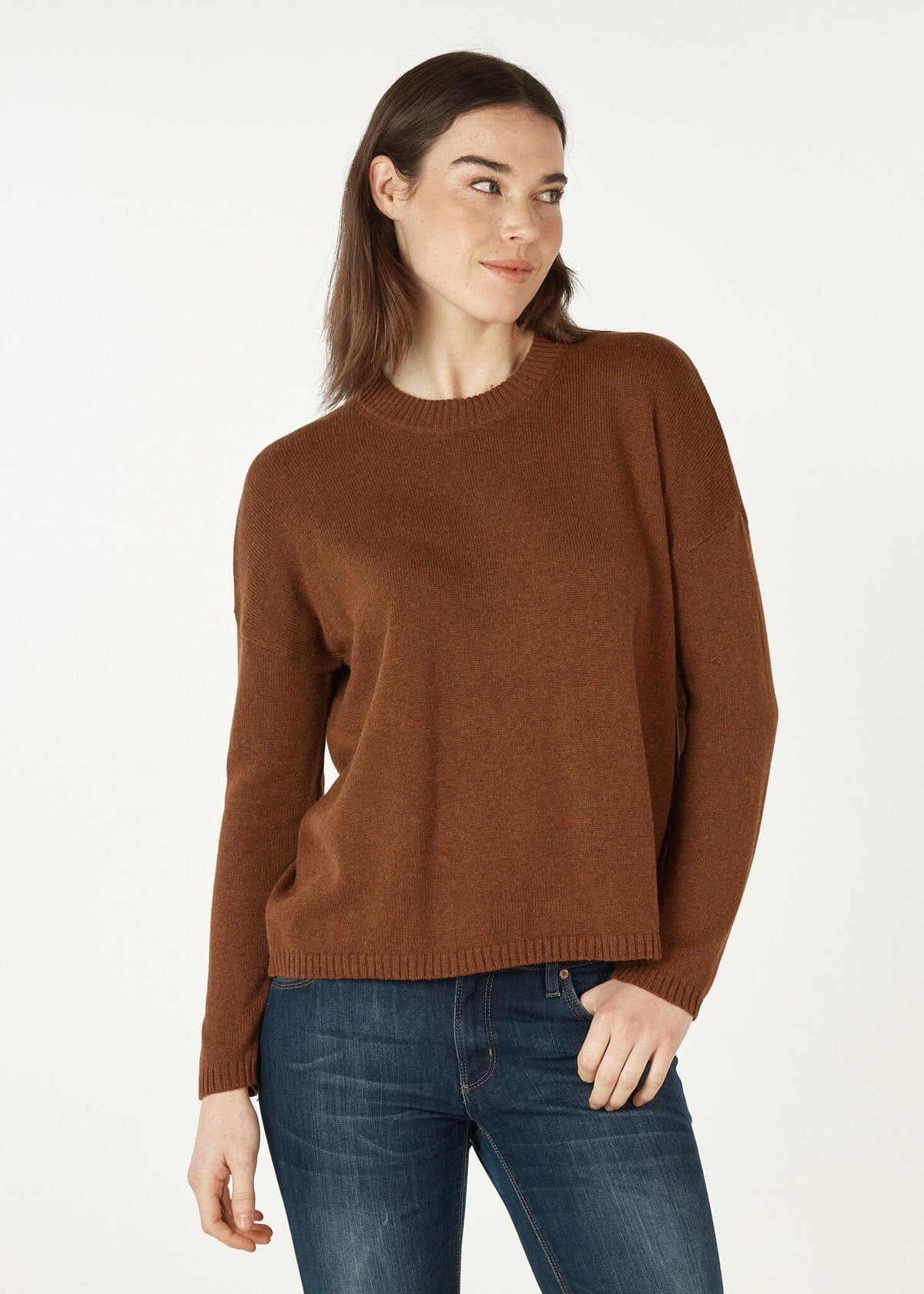 ZAKET &amp; PLOVER Essential Round Neck Jumper - Coffee Jumpers + Knitwear - Zabecca Living