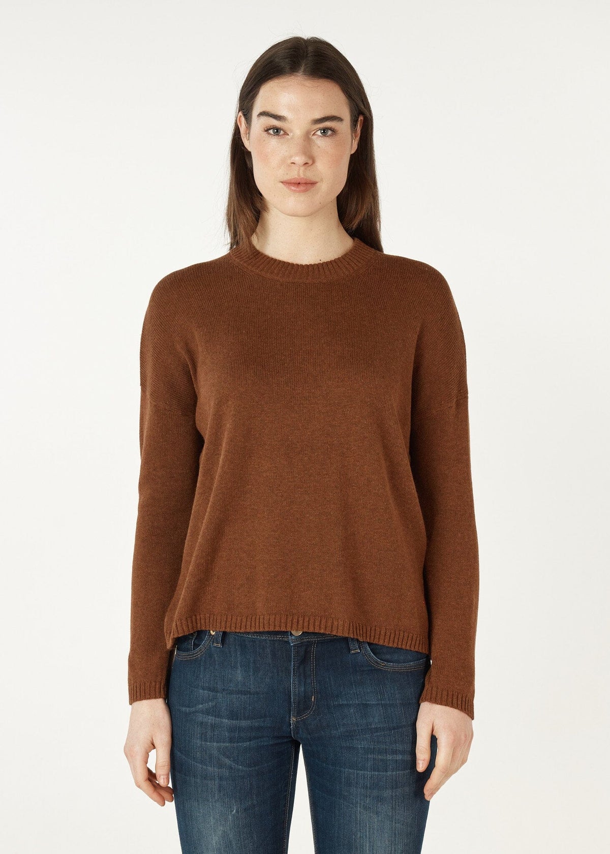 ZAKET &amp; PLOVER Essential Round Neck Jumper - Coffee Jumpers + Knitwear - Zabecca Living