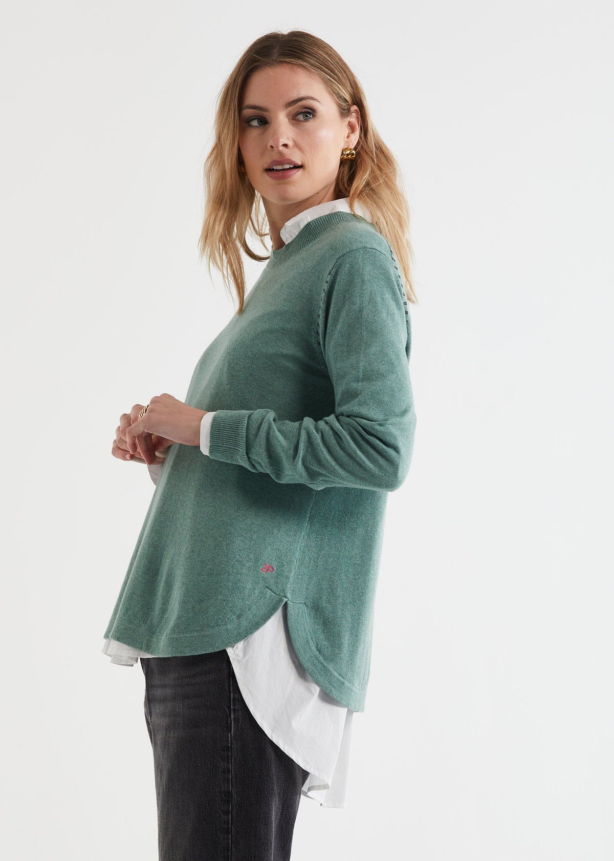 ZAKET & PLOVER Essential Shirt Bottom Knit - Moss Jumpers + Knitwear - Zabecca Living
