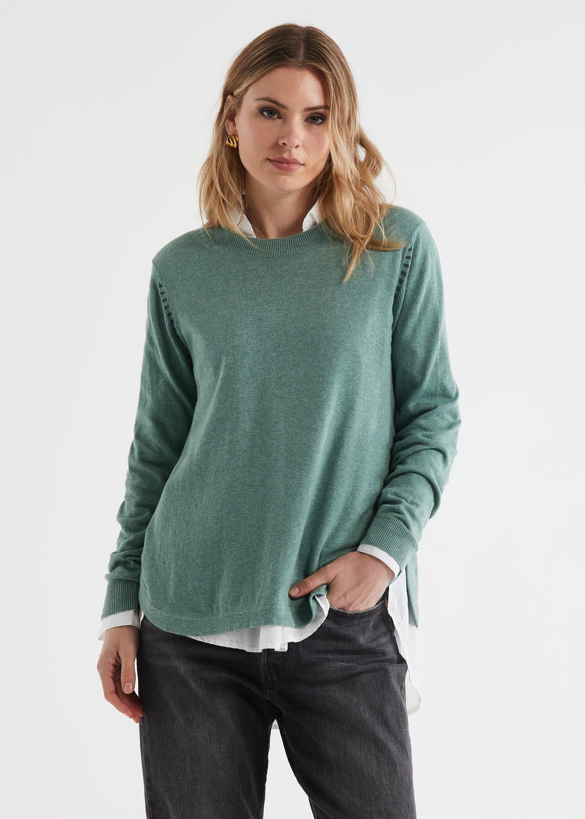 ZAKET & PLOVER Essential Shirt Bottom Knit - Moss Jumpers + Knitwear - Zabecca Living