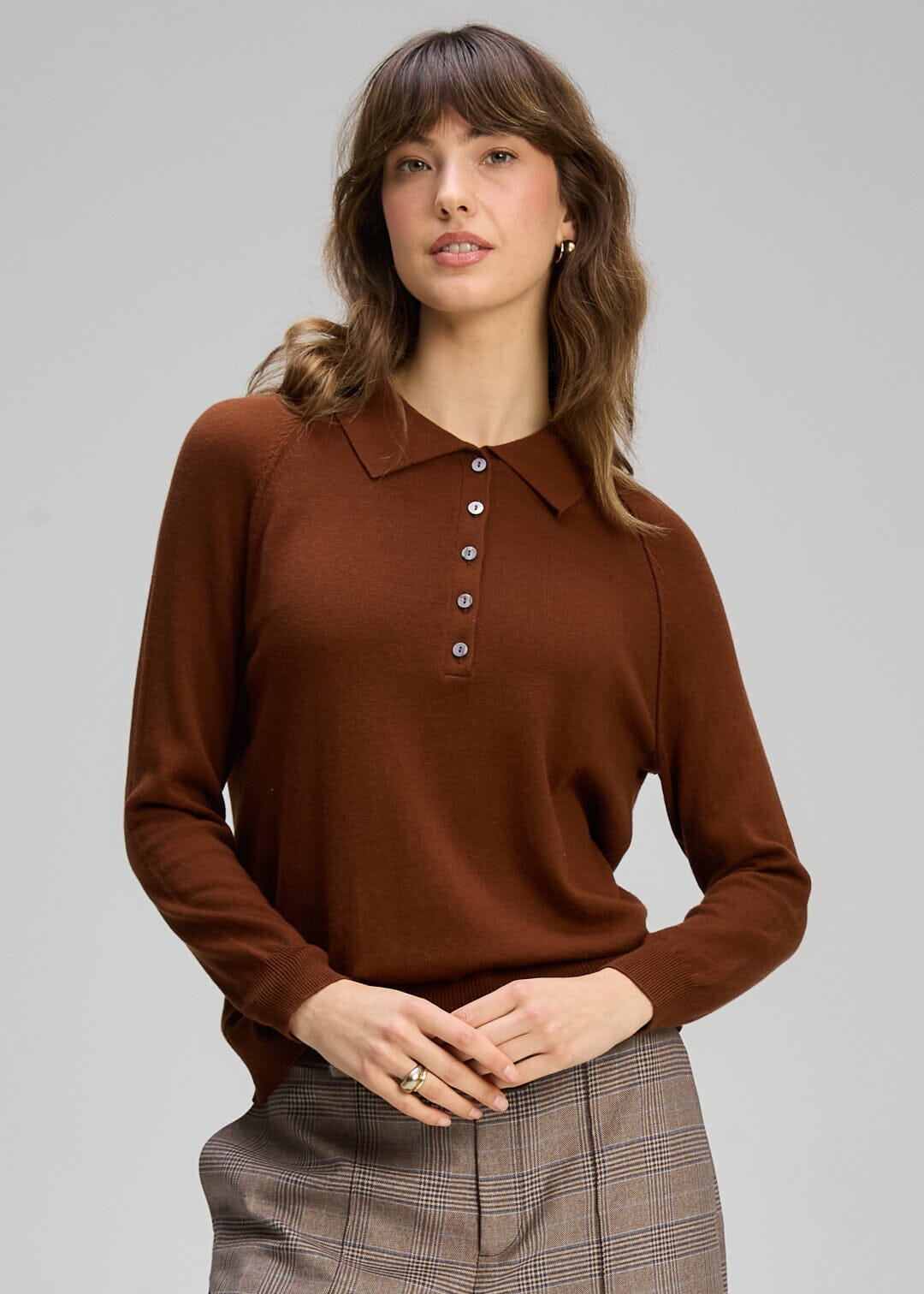 ZAKET &amp; PLOVER Henley Essential - Chestnut Jumpers + Knitwear - Zabecca Living