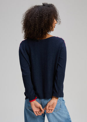 ZAKET & PLOVER Threaded Sleeve Jumper - Dark Denim Jumpers + Knitwear - Zabecca Living